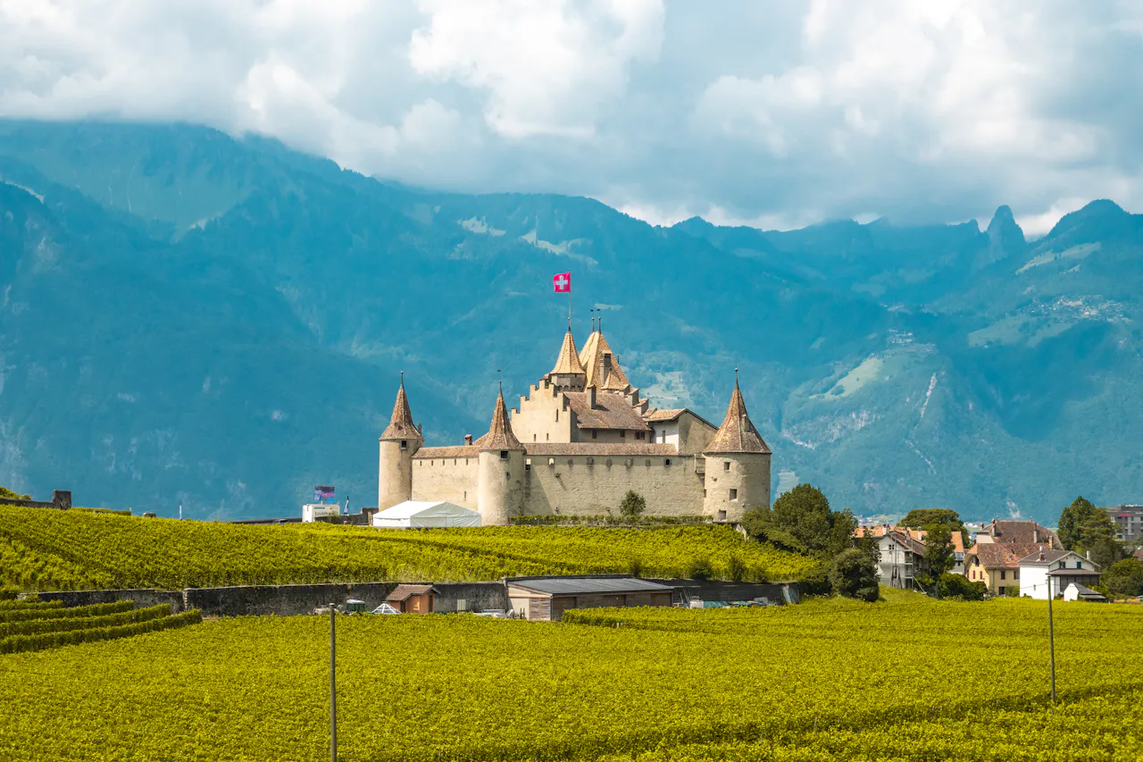 Aigle castle surrounded by vineyards