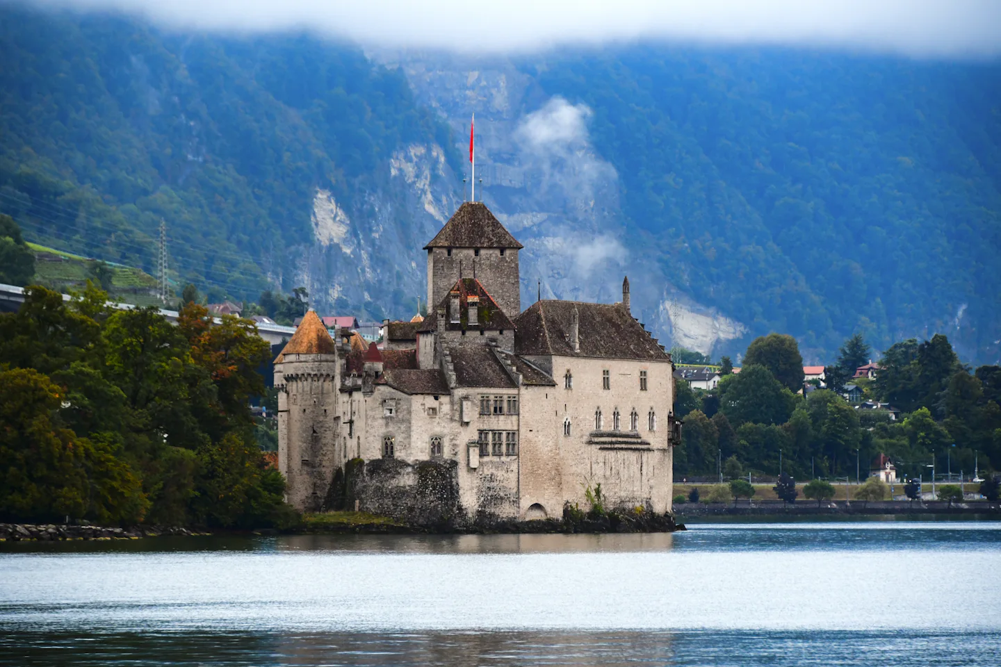 Chillon Castle on Lake Geneva near Montreux